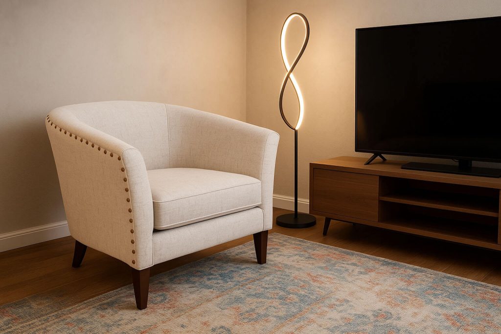 Sillon Herradura Individual con patas de madera