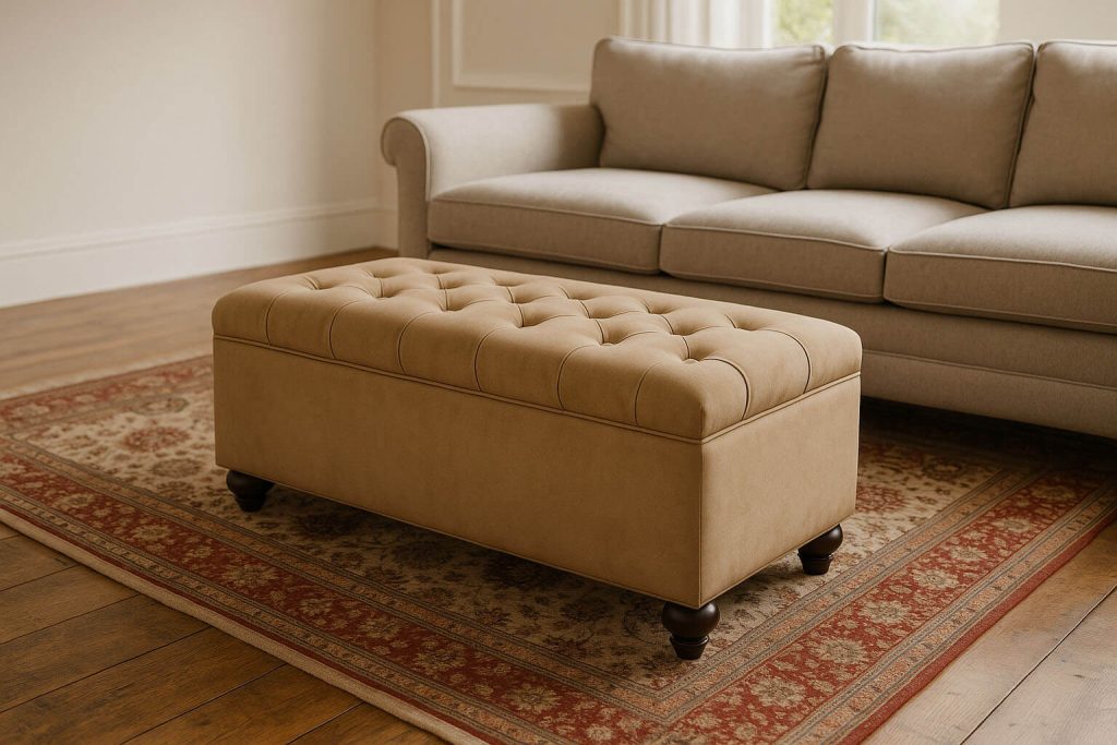 BANQUETA CAPITONE para DORMITORIO con patas cebolla